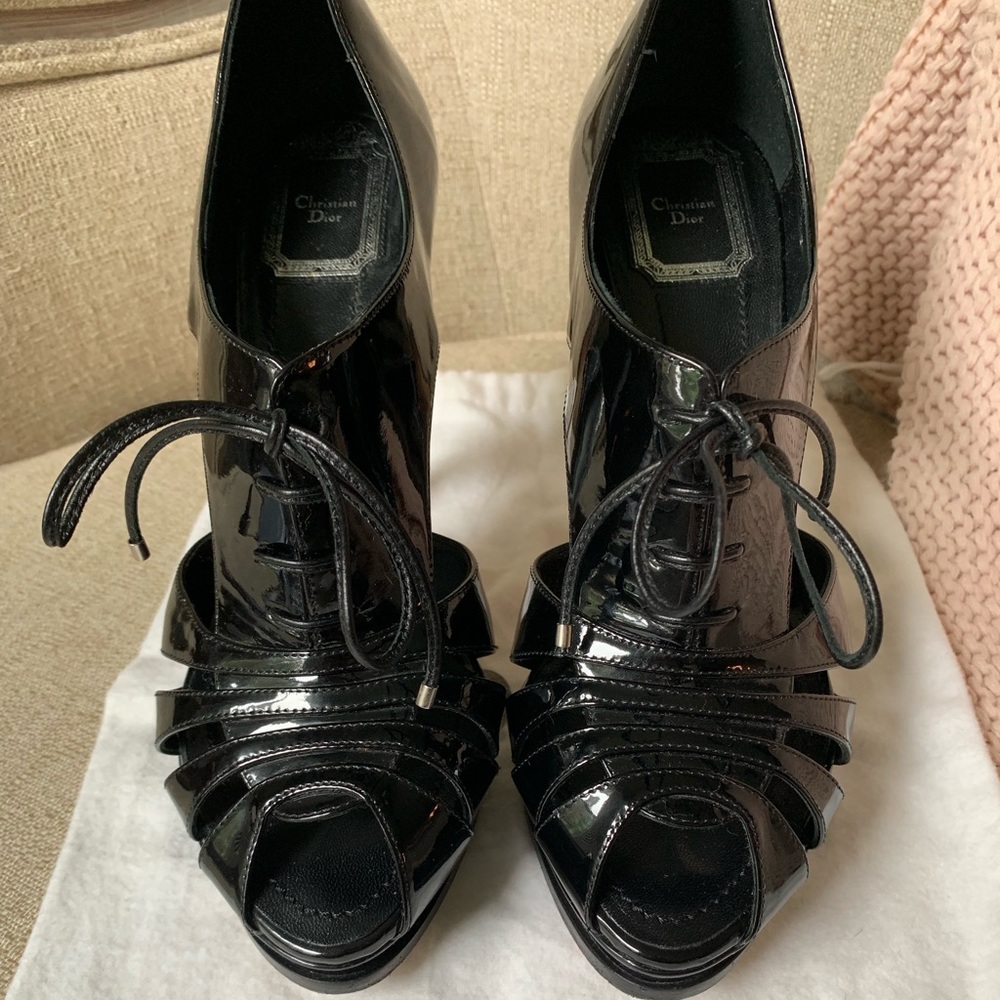 Christian Dior Size 39 Black Patent Leather Heels